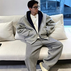 美式高级感连帽拉链卫衣男2025新款秋季潮牌简约拼色情侣开衫外套，女装短外套，星座1210-1