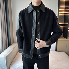 抖音轻熟小伙新款灯芯绒拼皮宽松夹克外套A236-JK-5061-P115，男装夹克，电商A236