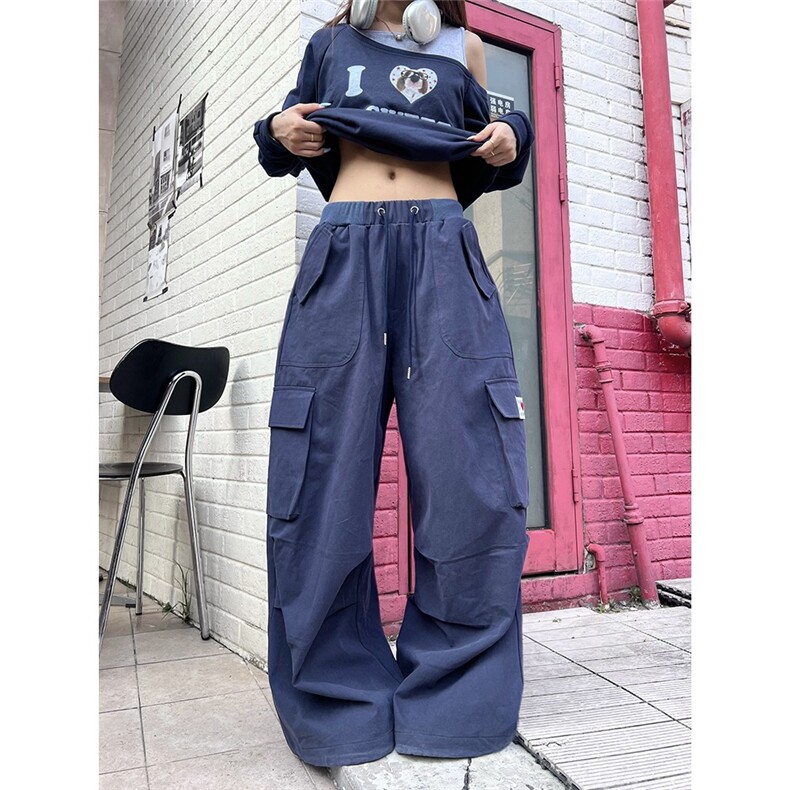 街头高街辣妹工装裤女2025新款宽松百搭休闲阔腿长裤CAB3120图片