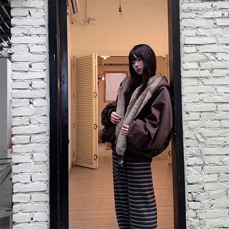 两面穿现货重磅短款座山雕棉衣男女双面穿毛毛绒棉服加厚外套,男装棉衣,电商A486