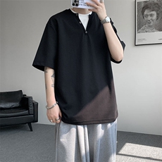 现货T10132-特批33控65夏季新款假两件曼巴棉大码撞色T恤，男装T恤，电商A059
