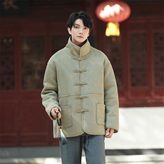 风棉衣男新款皮毛一体大衣夹克羊羔绒外套保暖棉服1215-p178，男装夹克，电商A016