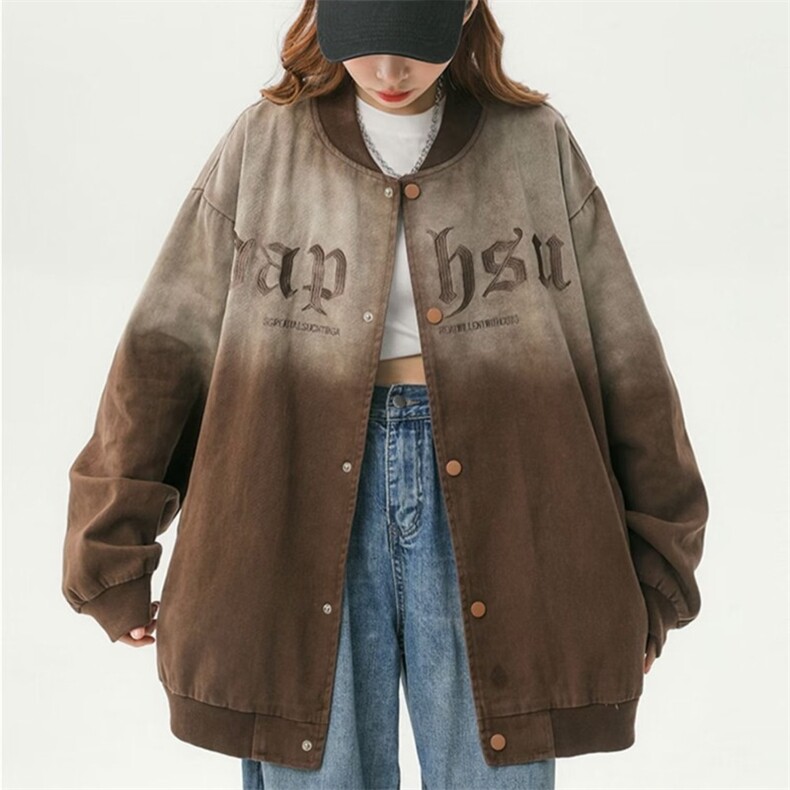 J3315-P67 vintage美式棒球服外套男款潮牌春秋复古刺绣渐变图片