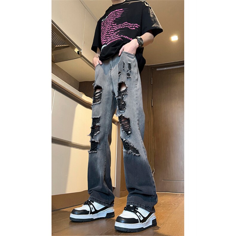 美式ins高街小众hiphop夏季破洞牛仔裤货号K729P60,男装牛仔裤,电商A063