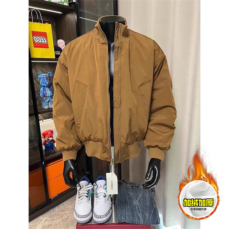 现货冬季美拉德立领飞行夹克廓形高街棒球服加棉加厚棉衣外套，男装夹克，电商A486-1
