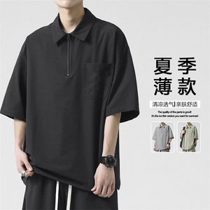 夏季翻领短袖美式简约运动风装冰丝亲肤透气上衣 TT320-特批37图片