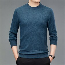中年男士商务休闲时尚毛衣秋季新款纯羊毛圆领上衣时尚百搭针织衫，男装针织衫/毛衣，电商B212（原钱塘6029）