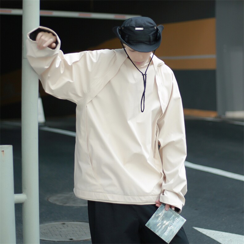 Wt07-P55日系设计感拉链套头山系冲锋衣,男装夹克,星座1501-1