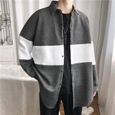 开衫针织外套男日系毛衣外穿潮牌港风撞色夹克宽松慵懒风M08-p45，男装针织衫/毛衣，星座1008-2