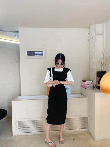 波浪连衣裙，女装连衣裙，HE