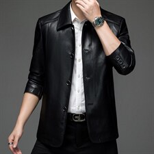 BH901钱塘2020-2中年男士冬季厚款加绒休闲百搭皮衣夹克P195，男装皮衣，钱塘207-2