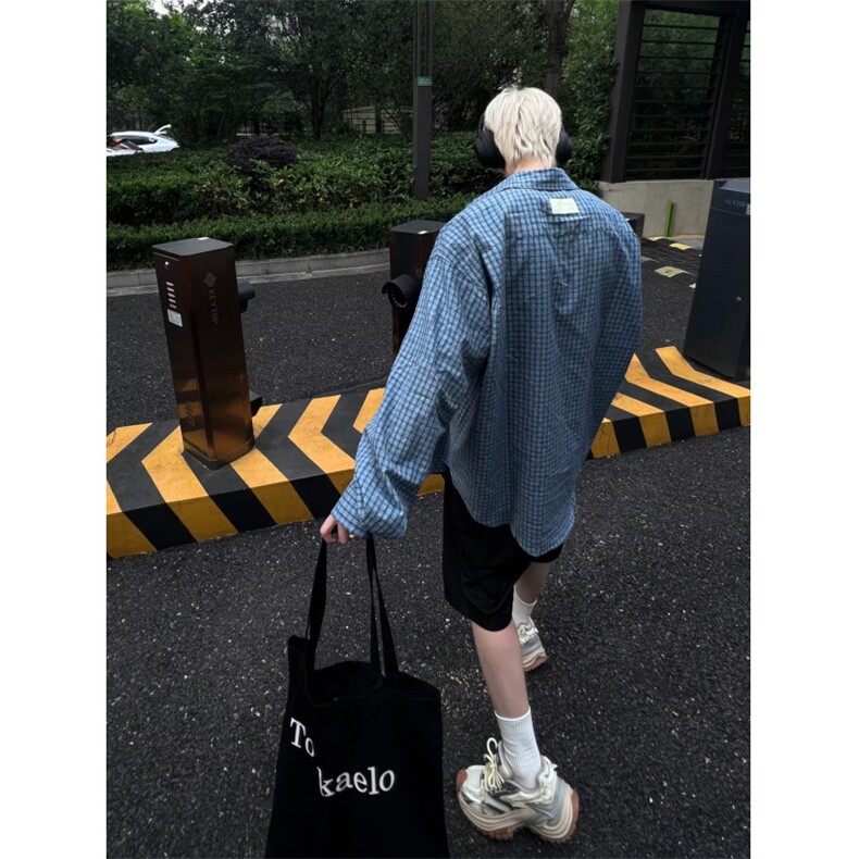 【有货】DY17-P45慵懒风格子衬衫男秋新品简约长袖外搭通勤小衫,男装衬衫,星座603-2