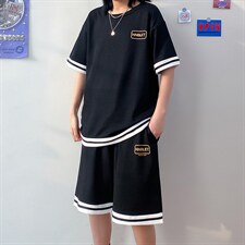 短袖t恤套装2023新款夏季休闲帅气搭配潮流衣服A161-2-TZ01-P45，男装休闲套装，电商A161-2
