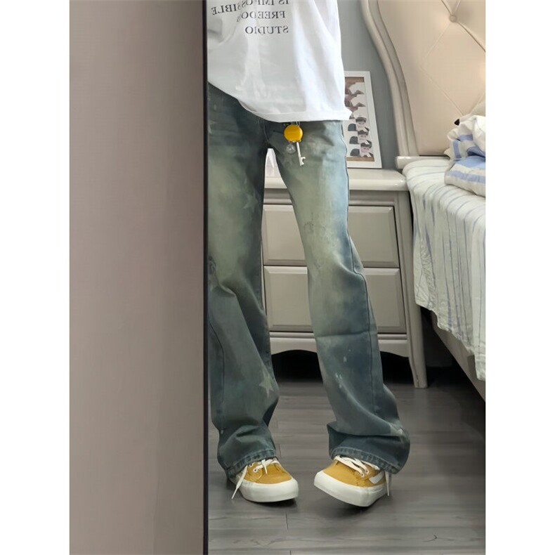 【有货】2219CC-特P45美式复古水洗星星印花牛仔裤子男女,男装牛仔裤,星座1007（原301D）
