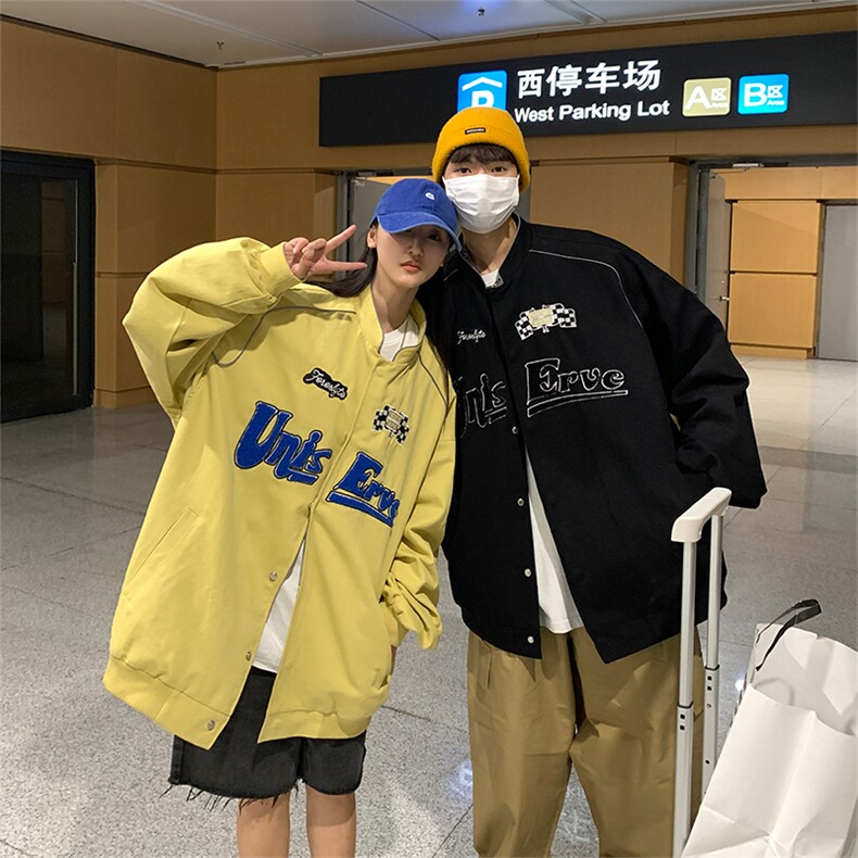 EQ92工装外套毛巾绣夜光条潮流夹克2024新款情侣装秋装女装P113,男装夹克,电商C306-1