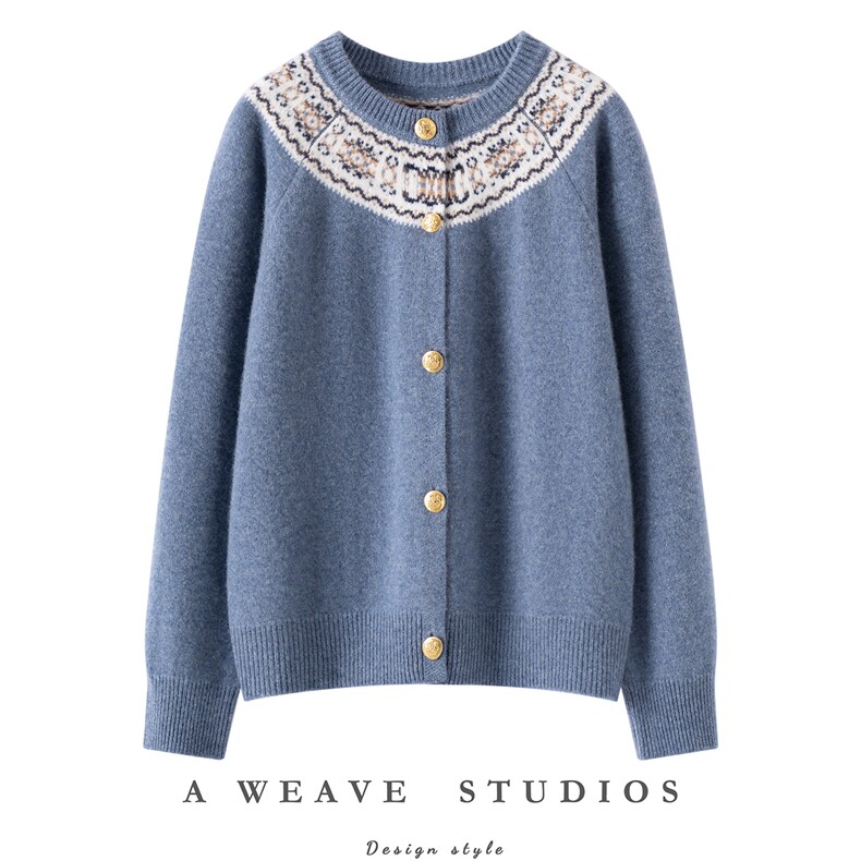 2026年秋季时尚百搭通勤简约休闲加厚圆领开衫，女装羊绒衫，澳冬特羊绒