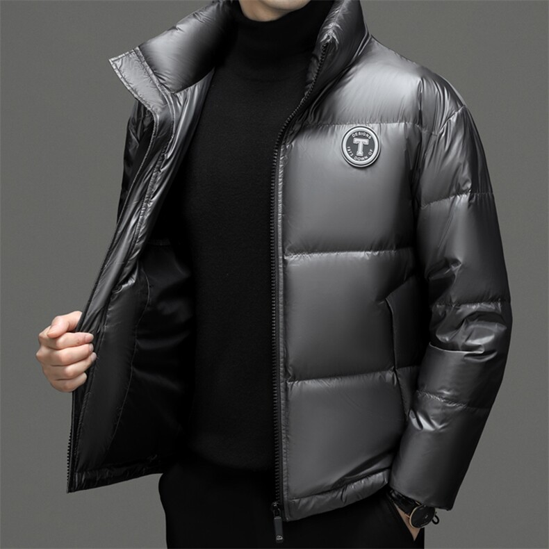 男装冬季新款加厚白鸭绒羽绒服休闲立领纯色男士中年商务保暖外套,男装羽绒服,电商B212（原钱塘6029）
