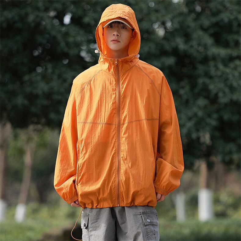 夏季中性风高品质50D尼龙皱时尚纯色防晒衣DSA157B-F7736-P50,男装防晒衣,电商A157B