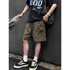 夏季新款沙滩裤男美式复古高级感潮牌宽松休闲运动五分裤工装短裤，男装牛仔裤，星座506A