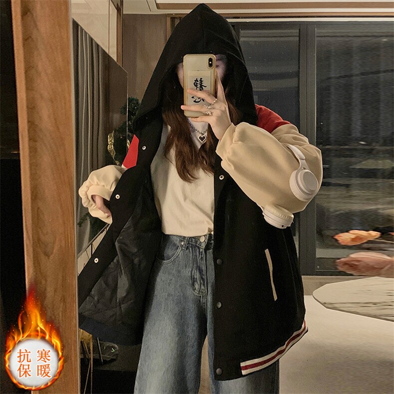 小熊棒球服秋冬2025年新款学生宽松韩版上衣加厚外套C457-P95,女装短外套,星座911-2(原星座613-2）