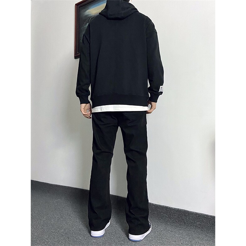 纯黑色拉链设计感牛仔裤秋冬款cleanfit显瘦微喇裤子KZA41-P65,男装牛仔裤,星座1007（原301D）