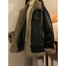 主推冬季新款座山雕皮毛一体/加厚宽松外套XZ102B-1M802-P195，女装短外套，星座102B-1