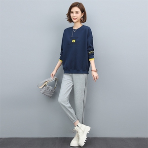 时尚套装女2021年新款运动休闲小香风上衣百搭小个子显高两件套潮图片