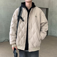 菱形格棉衣男韩版潮流冬季保暖宽松2025冬季ins棉服外套MF261-P65，男装棉衣，星座412-2