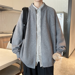 韩系立领拉链毛衣cleanfit灰色针织开衫外套情侣5Q1136-TP65控118图片