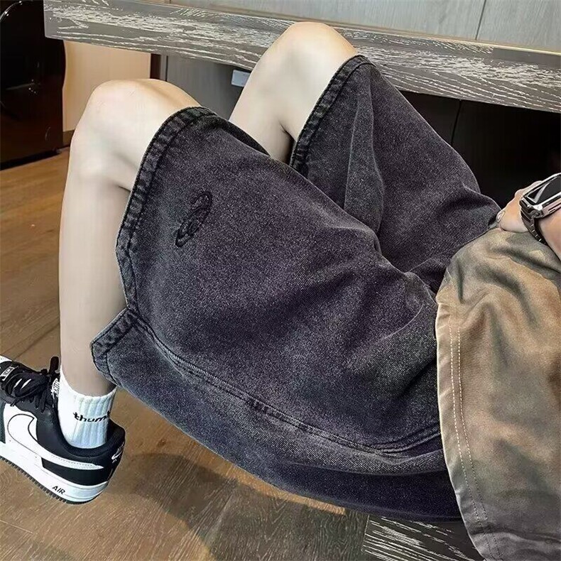 街头水洗做旧牛仔短裤男夏季潮牌宽松休闲五分裤子D228-P42,男装牛仔裤,星座1001-1