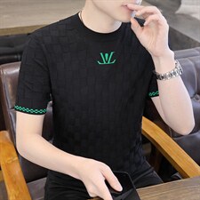 圆领针织透气短袖T恤男士夏季潮流休闲针织衫打底衫P58，男装T恤，星座1105-3