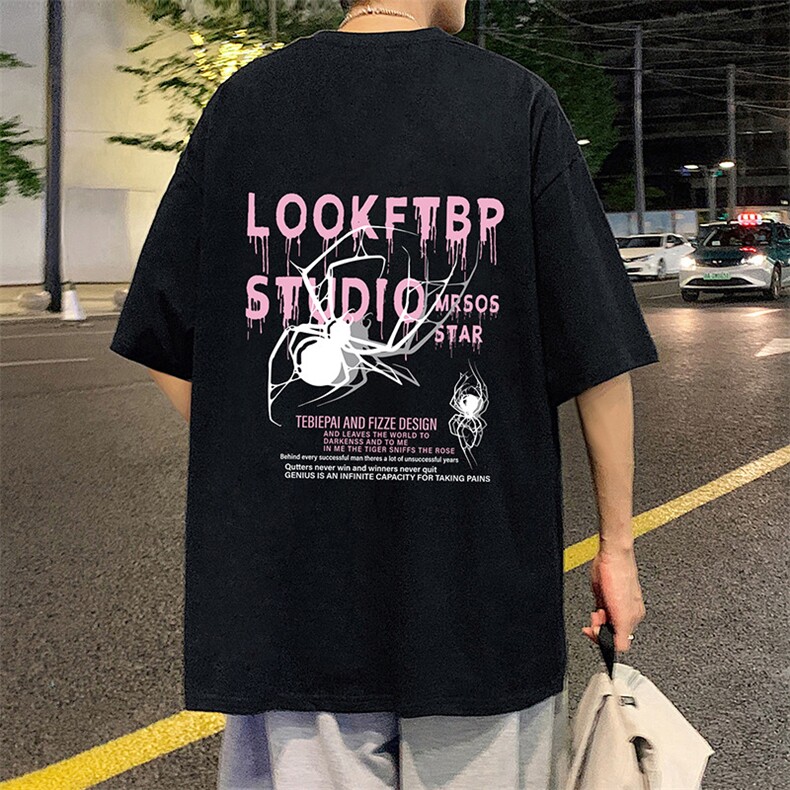 T715P26夏季新品港风潮牌高街美式短袖T恤宽松ins重磅纯棉体恤图片