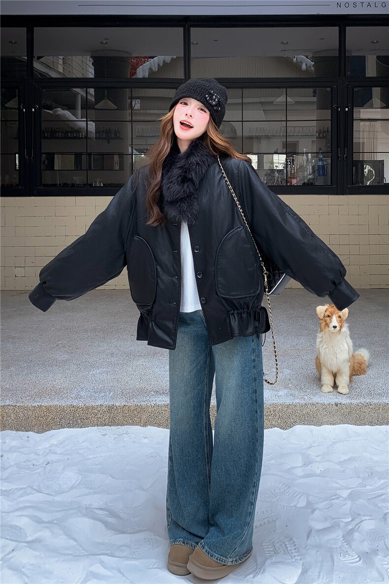 高级感狐狸毛蛋白皮90绒羽绒服外套女韩系设计款2025秋冬新款,女装羽绒服,艾米莉亚