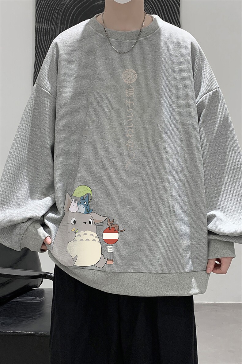 华夫格卫衣圆领卫衣男大码长袖t恤男外套HW76152-P30加绒款-P40,男装卫衣,电商A040