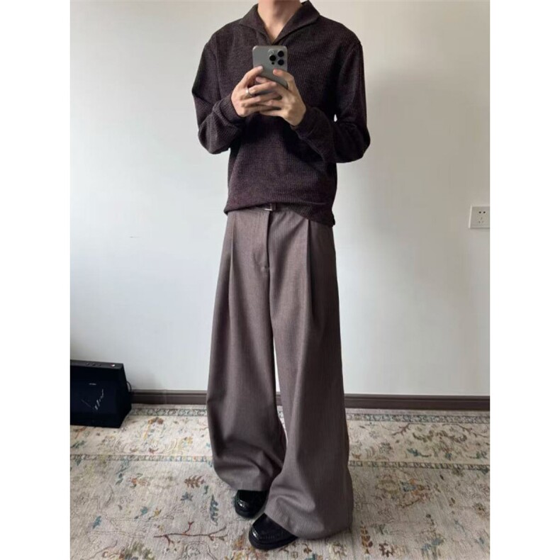 现货~秋季老钱风一片领猫眼宝石扣套头长袖polo衫男~C25231批55,男装Polo衫,星座1411A-6