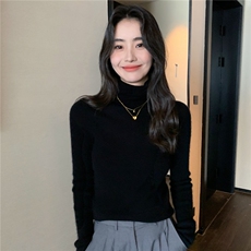 2025秋冬百搭时尚简约堆堆领打底衫紧身修身打底衫，女装羊绒衫，玛卡隆羊绒