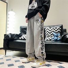 特P35控68休闲裤男港风秋季大码宽松束脚拉链复古卫裤-K213，男装休闲裤，电商B370