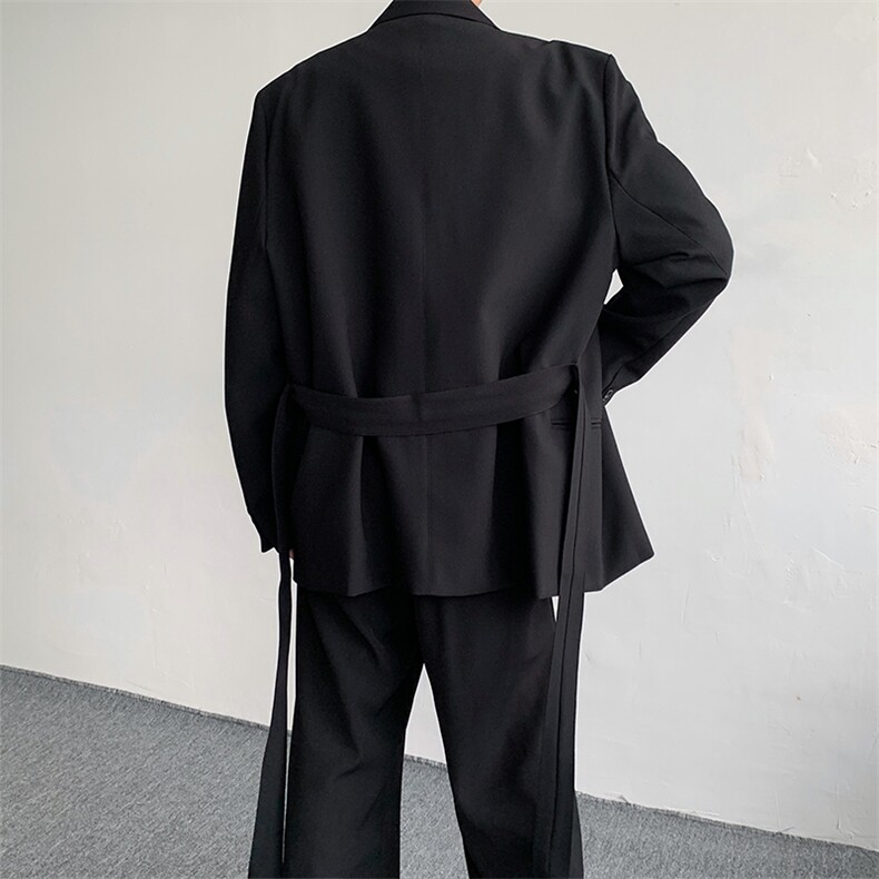 腰部系带西装外套男高级感黑色休闲西服2305-P105,男装西服套装,星座512-1（原513-3）