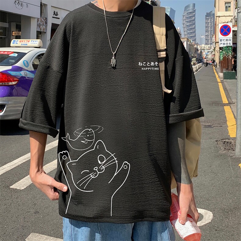 Q11133-P30春夏季七分袖t恤男大码五分袖男短袖中袖,男装T恤,电商A040