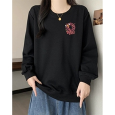简约黑色圆领卫衣女款春秋冬季潮牌宽松休闲上衣WE490，男装卫衣，星座1116A（原606A-3）