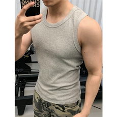 300克重磅美式健身背心高弹螺纹针织修身无袖T恤训练短袖男特P25，男装T恤，电商C306-1