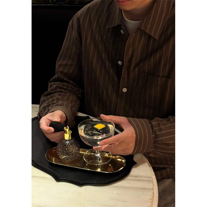 春秋日系复古咖色长袖条纹衬衫男女休闲宽松潮牌衬衣外套图片