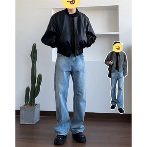 美式高街vibe重工艺水洗闪电纹hiphop牛仔裤货号K2323P55图片