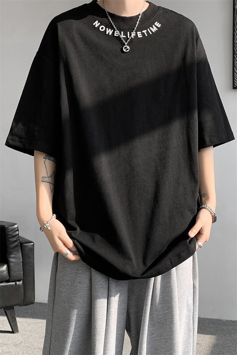 8XL-M特大码正肩纯棉短袖t恤男夏季刺绣上衣白色内搭打底DX309P35,男装T恤,电商D206-1