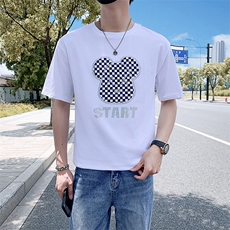 绿色2022精神小伙修身男士潮流短袖T恤社会t6615-P45控68，男装T恤，电商A108