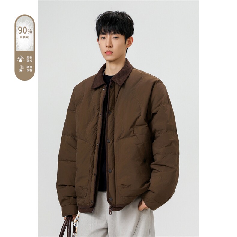 2025冬季新款港风无影大码90%白鸭绒羽绒服M-4XQ-2512-特P159,男装羽绒服,电商A022