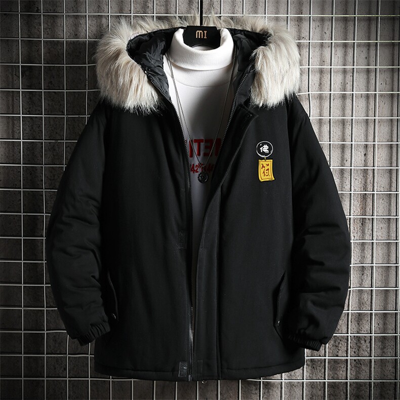 MM48016-P130冬季大毛领衣男士大码加厚袄男服网格挂拍,男装棉衣,电商A040A