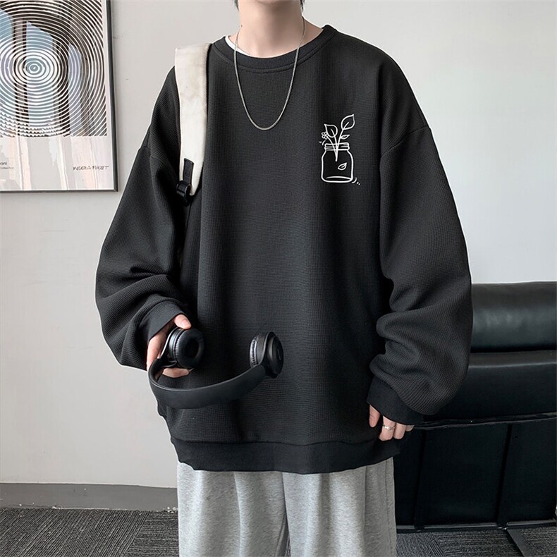 5XL华夫格卫衣男大码胖子圆领长袖t恤HW76430-P30,男装T恤,电商A040