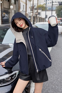 加绒外套女2026秋冬新款巨好看的独特漂亮韩系休闲短款连帽冲锋衣图片
