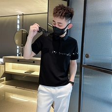 抖音2025夏季短袖T恤翻领小花刺绣翻领Polo衫T0264-P48，男装T恤，电商D342
